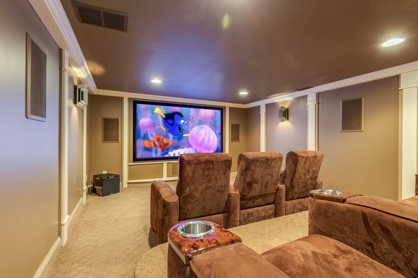 Private home theater with cinema seating